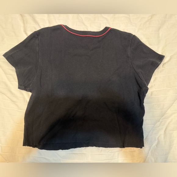Brandy Melville Black Tee with Red Neckline - Picture 2 of 4